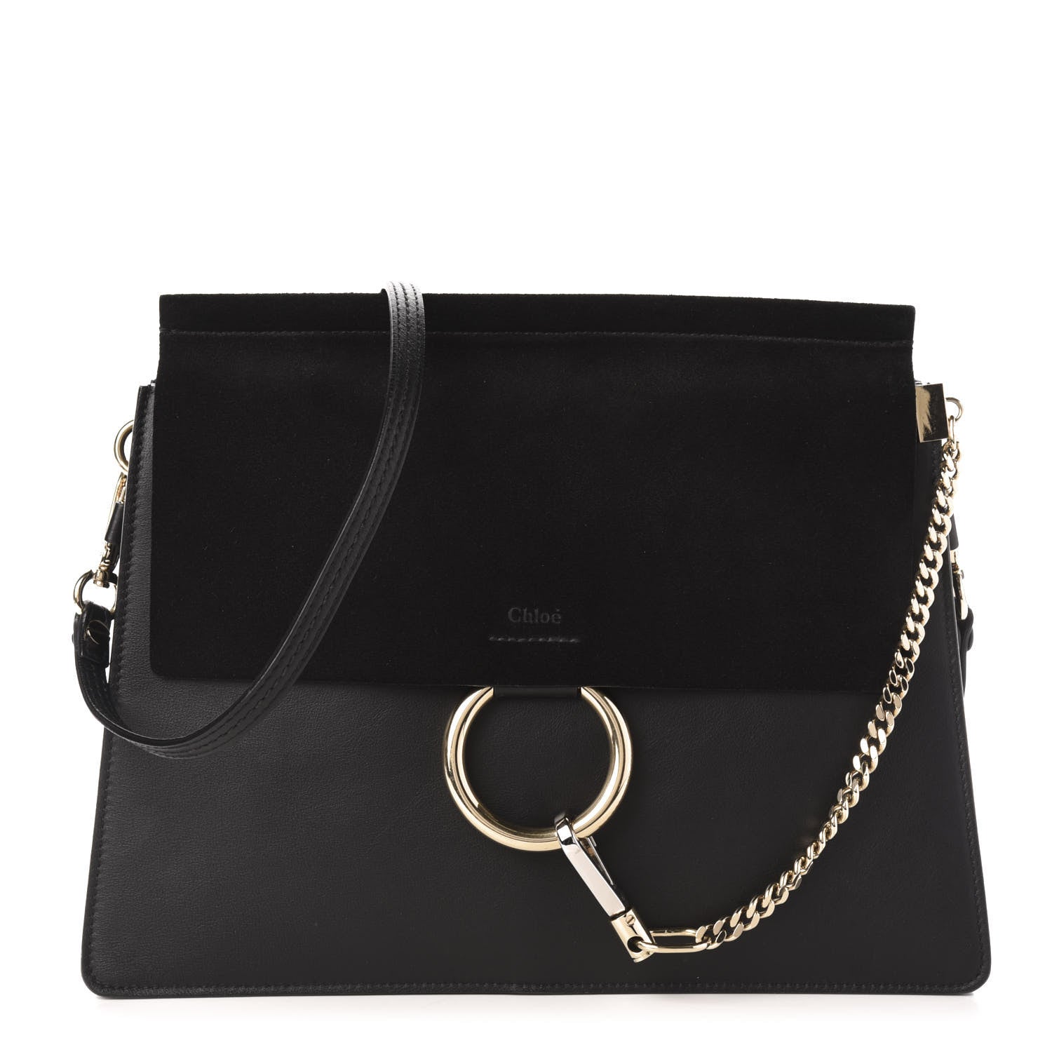 Chloe Suede Calfskin Medium Faye Shoulder Bag Black 1 of 11