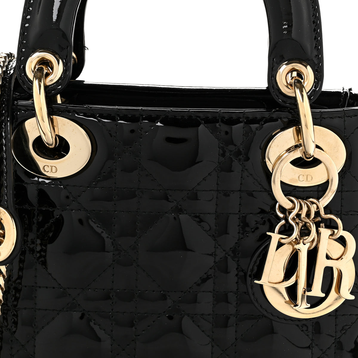 Patent Cannage Mini Lady Dior Black
