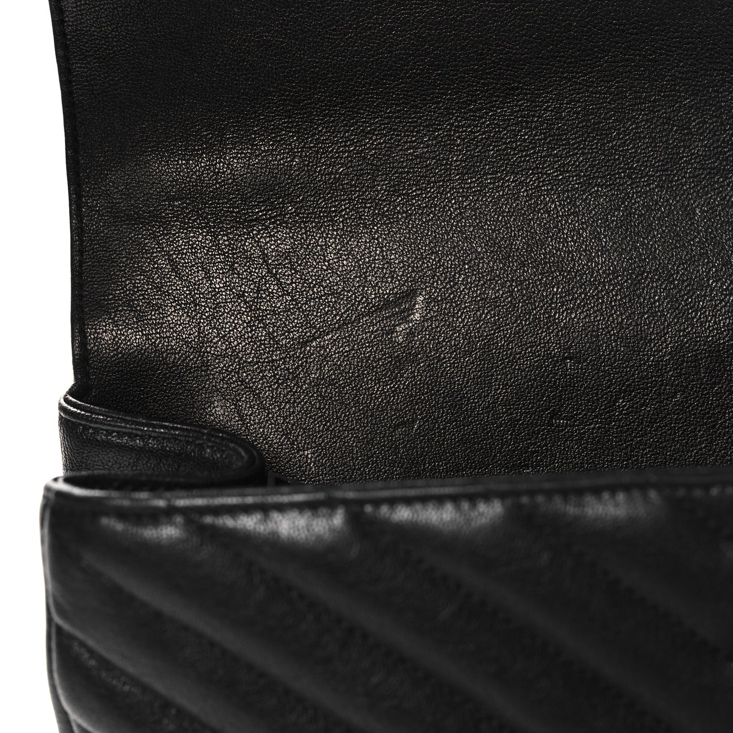 Sheepskin Matelasse Chevron Monogram Medium College Bag Black