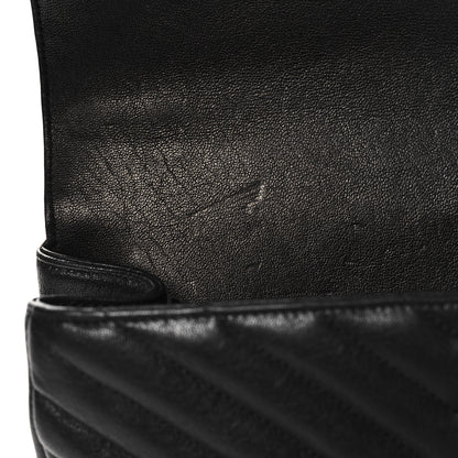 Saint Laurent Sheepskin Matelasse Chevron Monogram Medium College Bag Black 11 of 11