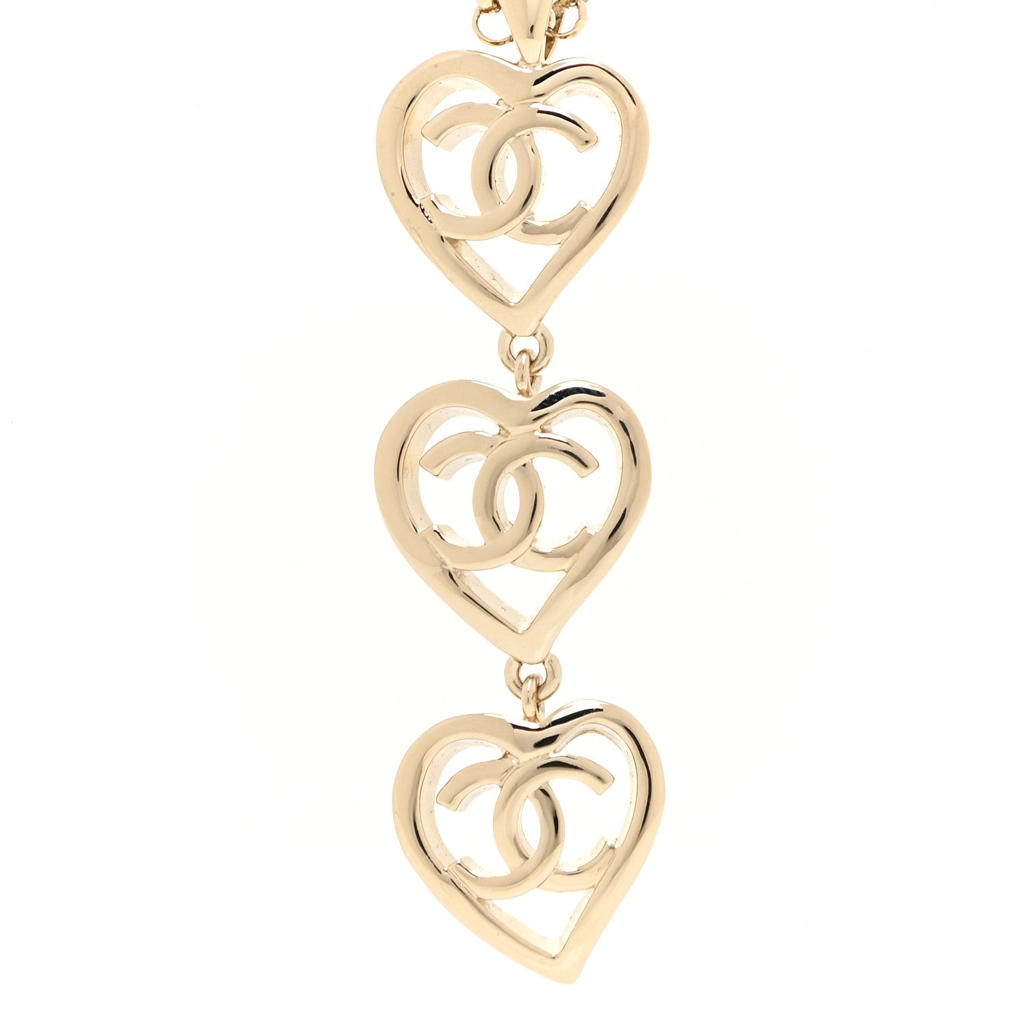 Chanel Metal CC Heart Coco In Love Drop Necklace Gold 4 of 6
