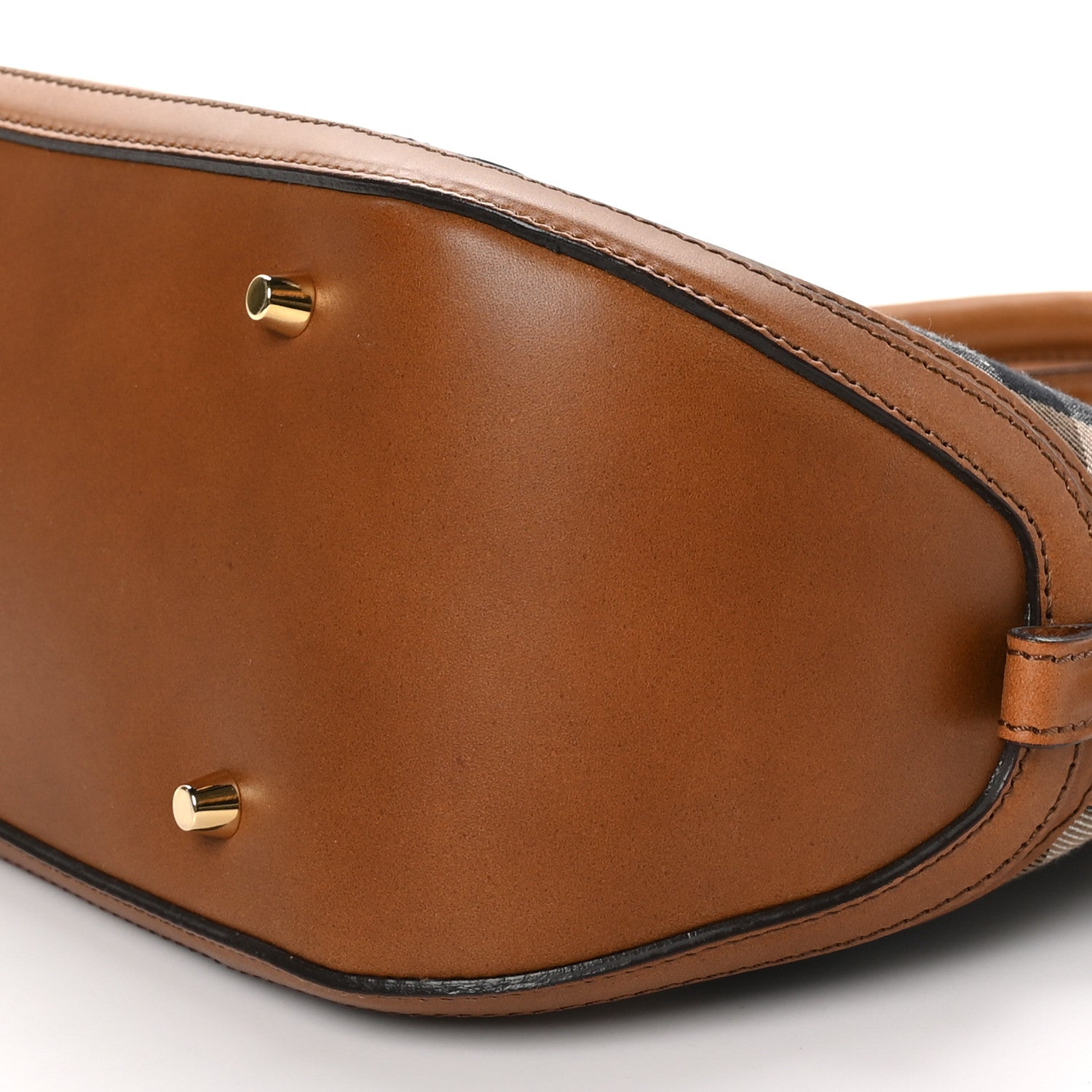 Burberry Bridle Calfskin House Check Small Orchard Bowling Bag Brown Ochre 10 of 12