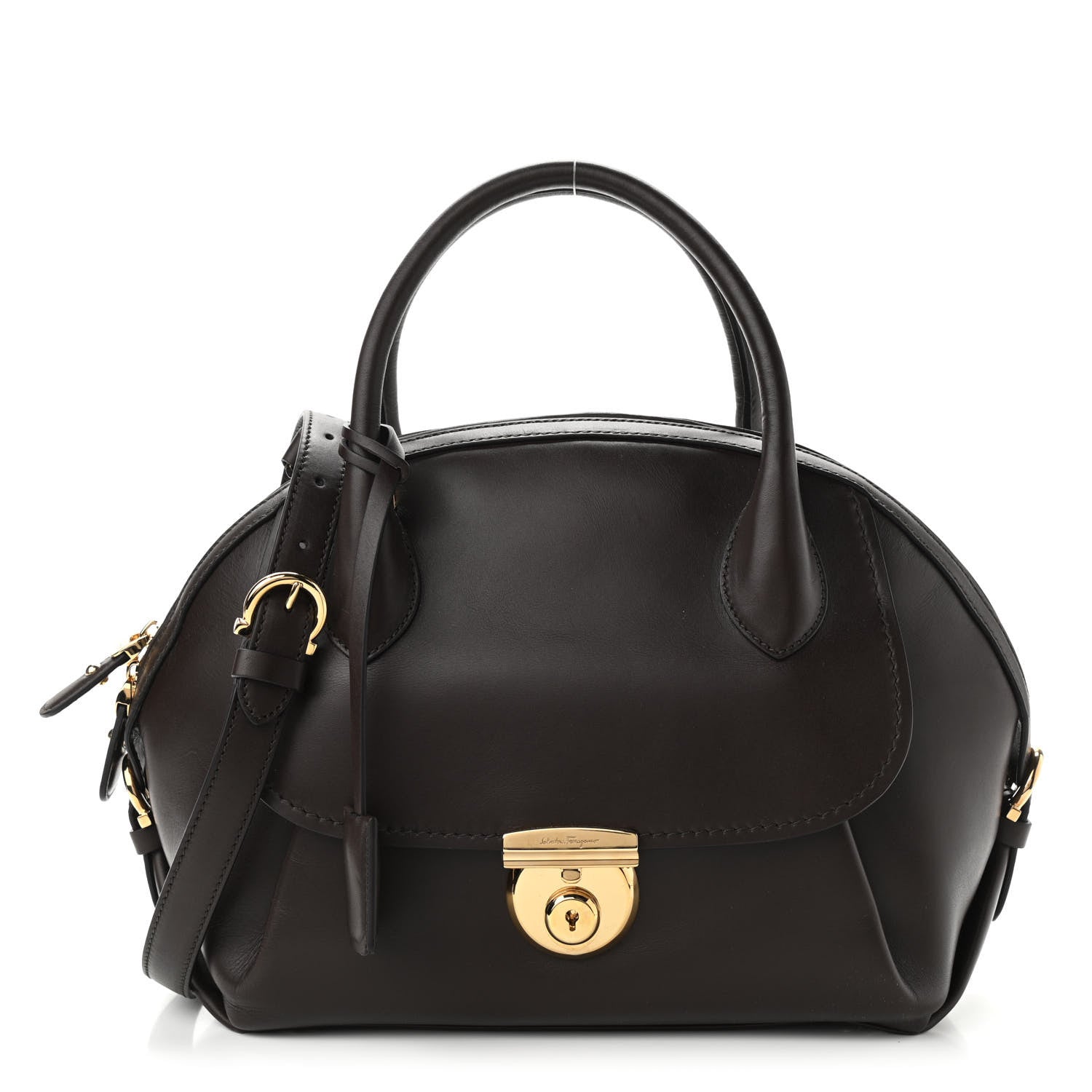 Salvatore Ferragamo Calfskin Fiamma Bag Brown 1 of 10