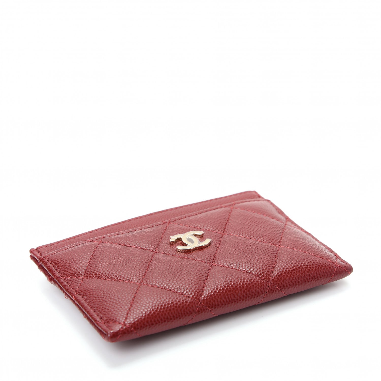 Chanel Caviar Quilted Card Holder Dark Red 4 of 9