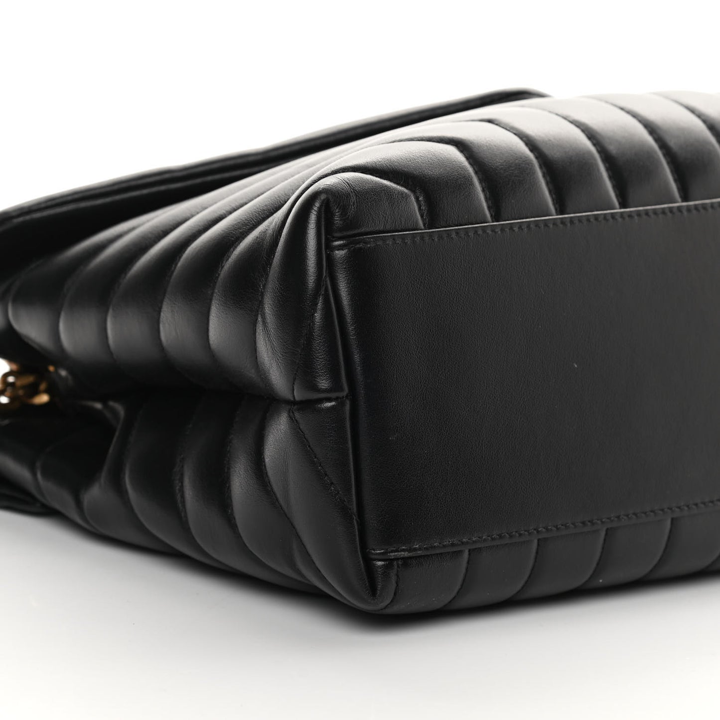 Calfskin Y Quilted Monogram Medium Loulou Chain Satchel Black