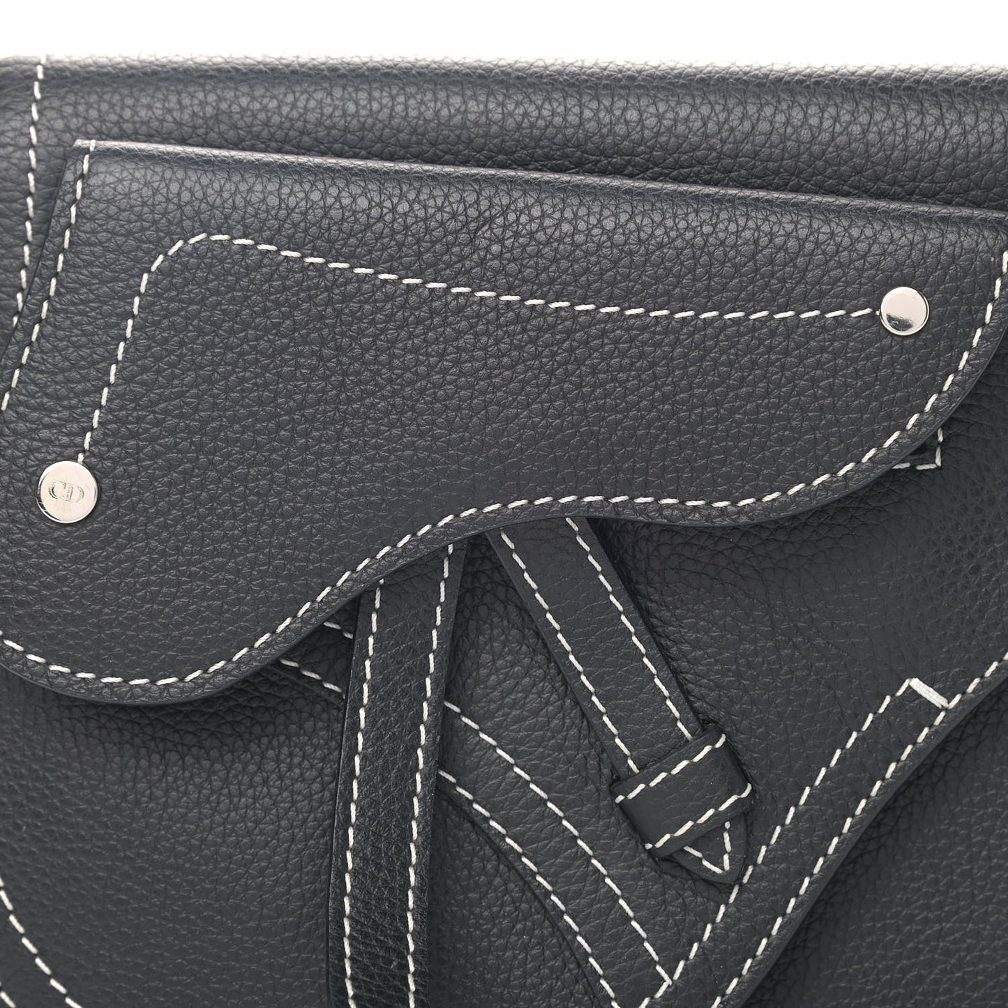 X KAWS Grained Calfskin Saddle Pouch Black