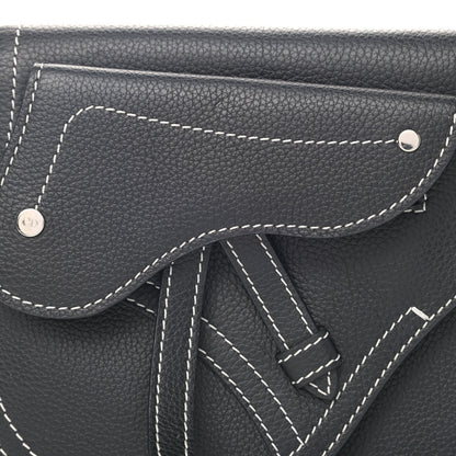 Christian Dior X KAWS Grained Calfskin Saddle Pouch Black 8 of 11