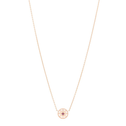 Christian Dior 18K Rose Gold Ruby Mother of Pearl Rose Des Vents Necklace 1 of 7