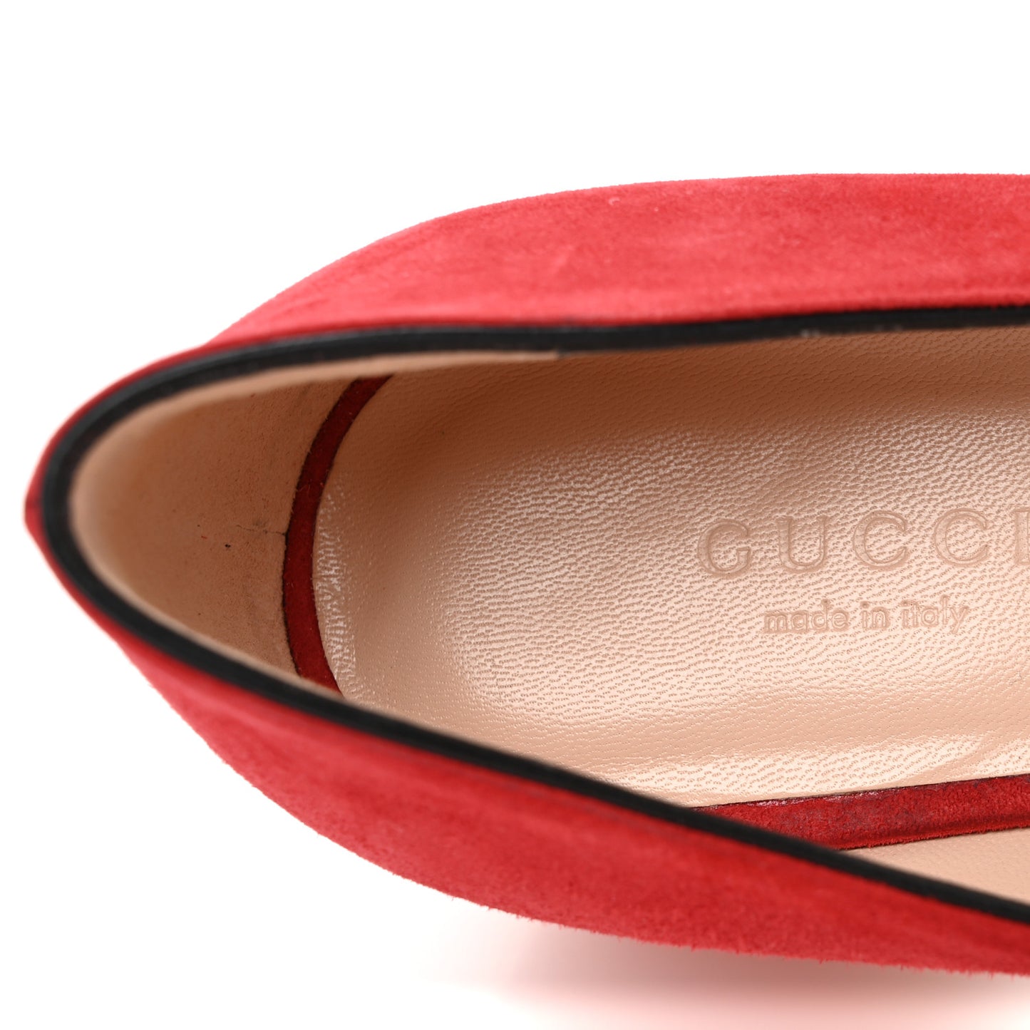 Kid Scamosciato GG Marmont Fringe 50mm Loafer Pumps 39 Vulcanic Red