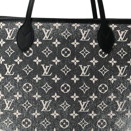 Louis Vuitton Denim Monogram Jacquard Neverfull MM Grey 8 of 10