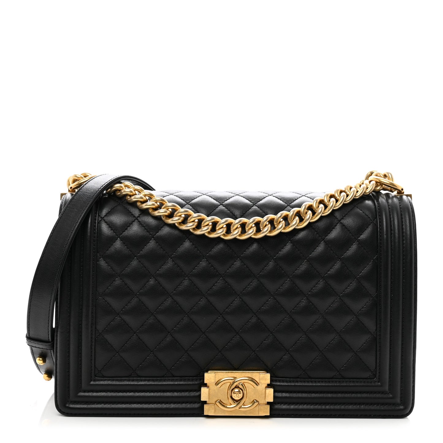 Calfskin Quilted New Medium Boy Flap Black