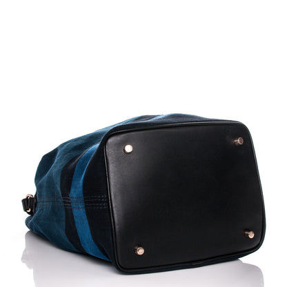 Burberry Overdyed Canvas Mega Check Medium Susanna Hobo Navy Blue 4 of 8