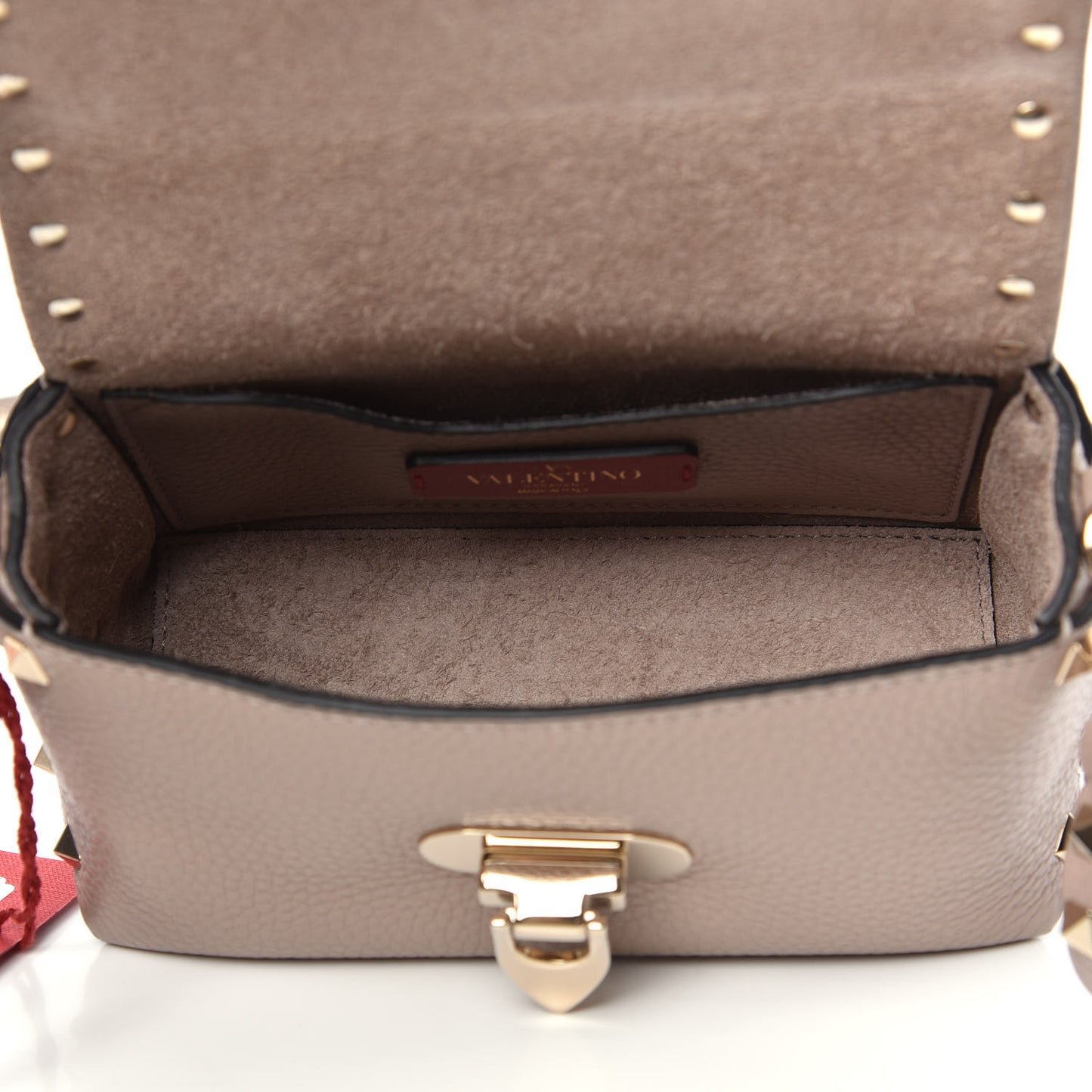 Pebbled Calfskin Mini Rockstud Crossbody Bag Poudre