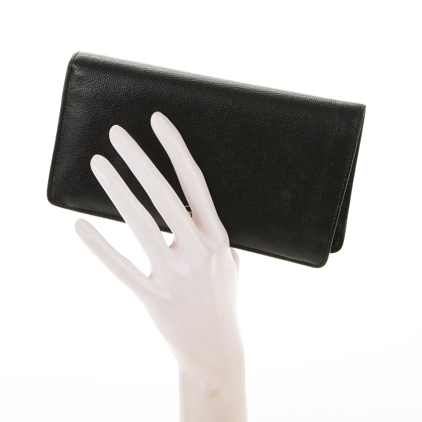 Grained Calfskin CC Button Yen Wallet Black