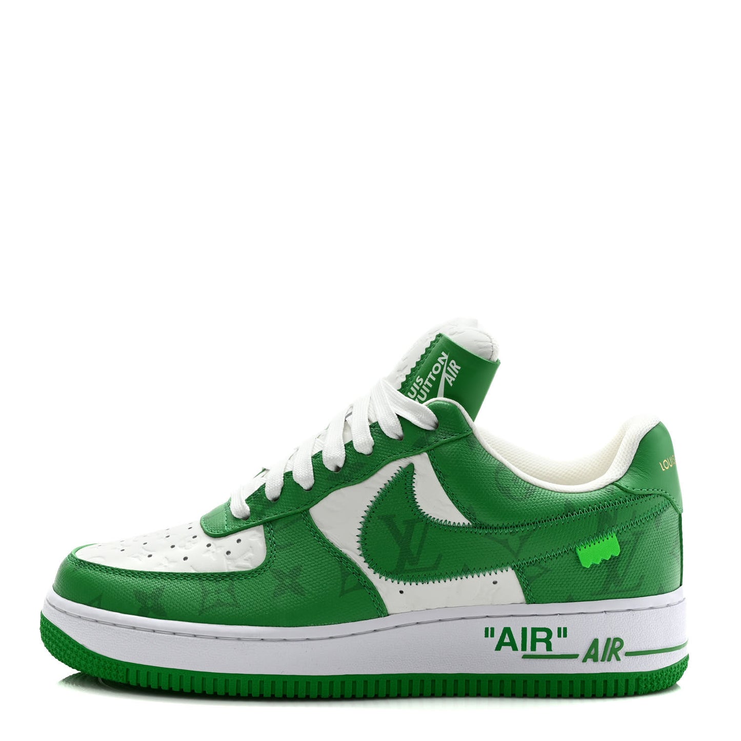 X NIKE AIR FORCE 1 Calfskin Monogram Mens Low Top Sneakers 7 Green
