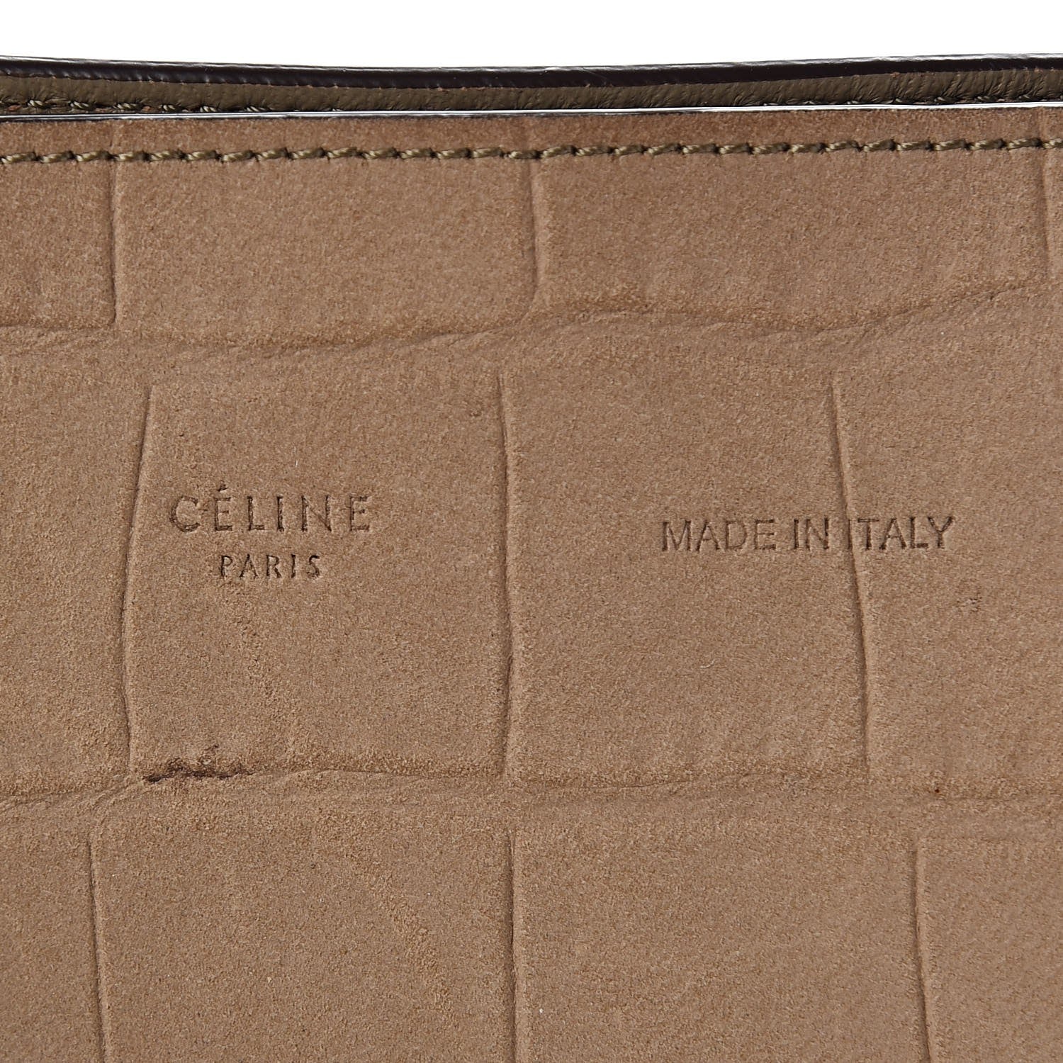Celine Crocodile Embossed Nubuck Small Belt Cabas Phantom Beige 6 of 10
