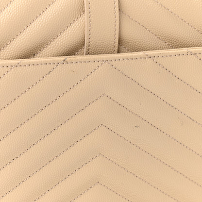 Saint Laurent Grain De Poudre Matelasse Chevron Large Monogram Satchel Nude Powder 13 of 15