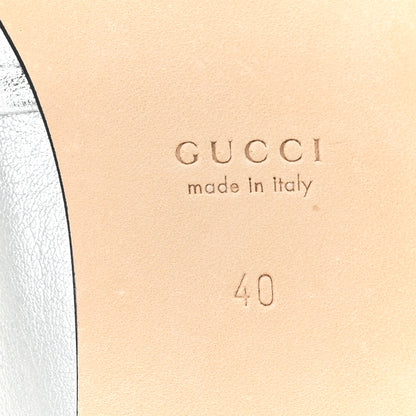 Gucci Nappa Lame Horsebit Ballet Flats 40 Argento 7 of 9
