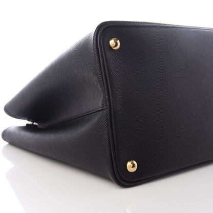 Prada Saffiano Cuir Large Double Bag Black Fuoco 5 of 8