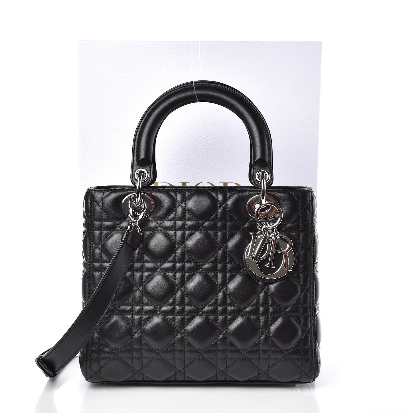 Lambskin Cannage Medium Lady Dior Black