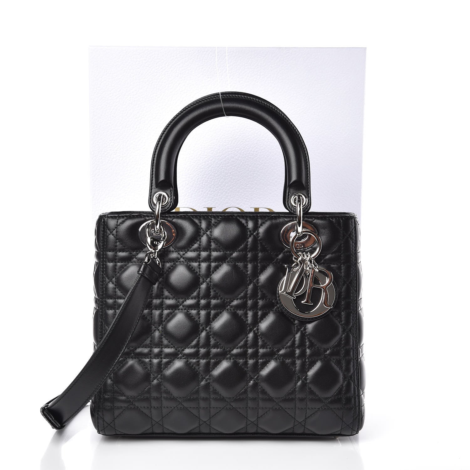 Christian Dior Lambskin Cannage Medium Lady Dior Black 10 of 10
