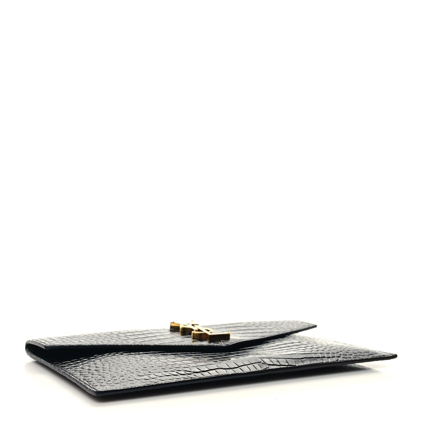 Calfskin Crocodile Embossed Uptown Monogram Pouch Black