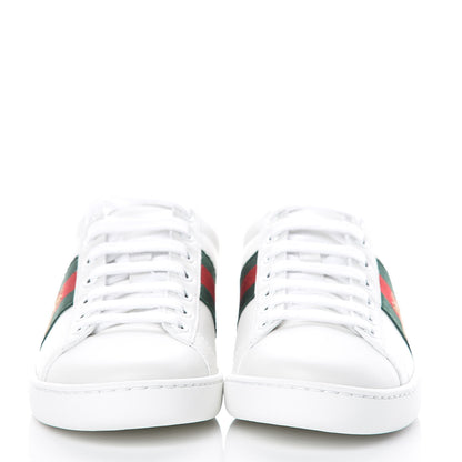 Gucci Calfskin Ayers Bee Embroidered Womens Ace Sneakers 35 White Green 2 of 9