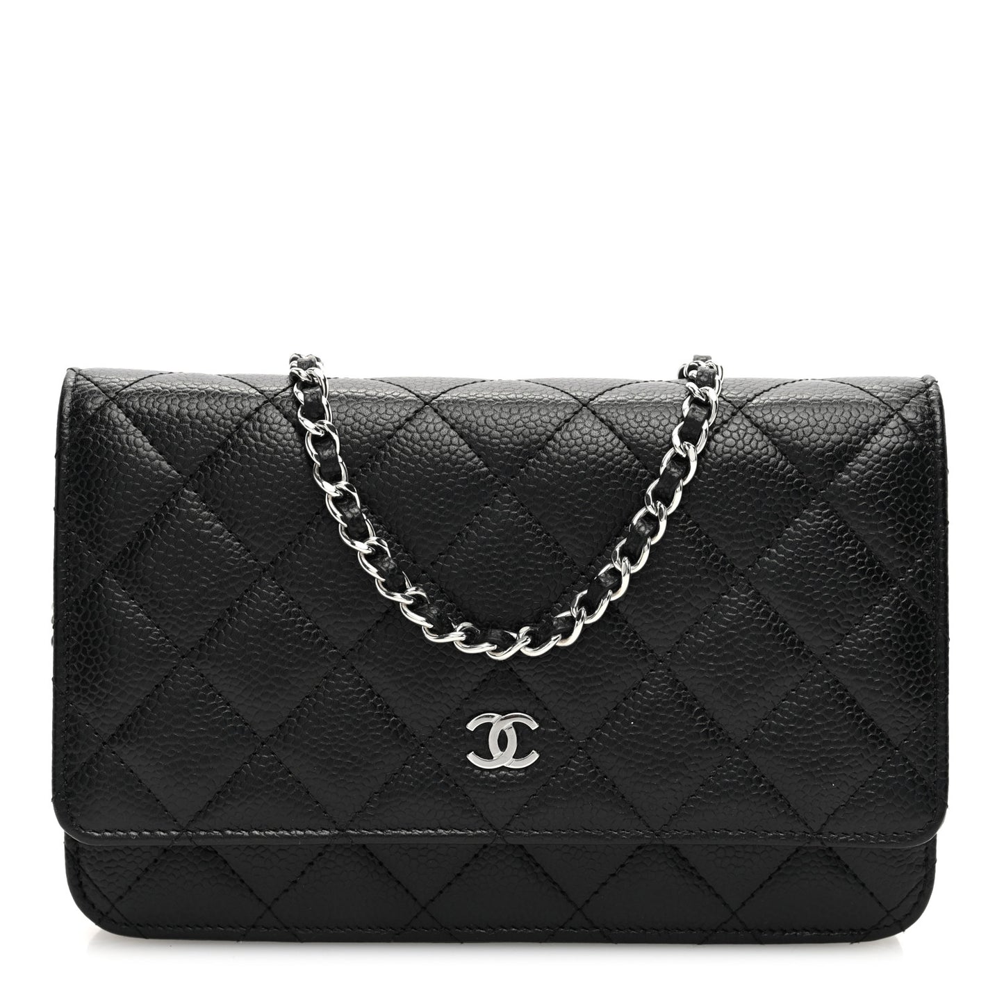 Caviar Quilted Wallet on Chain WOC Black