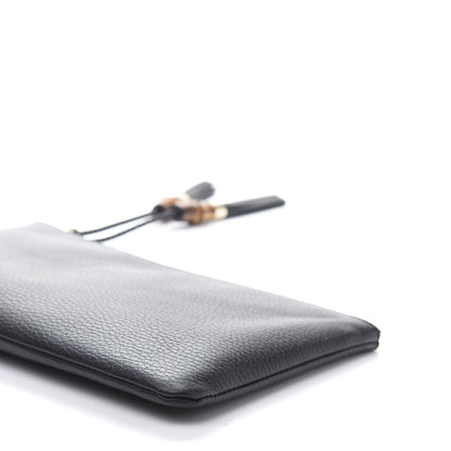 Gucci Pebbled Calfskin Large Bamboo Clutch Black 7 of 11