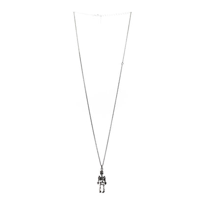 Saint Laurent Brass Skeleton Chain Necklace Silver 3 of 6