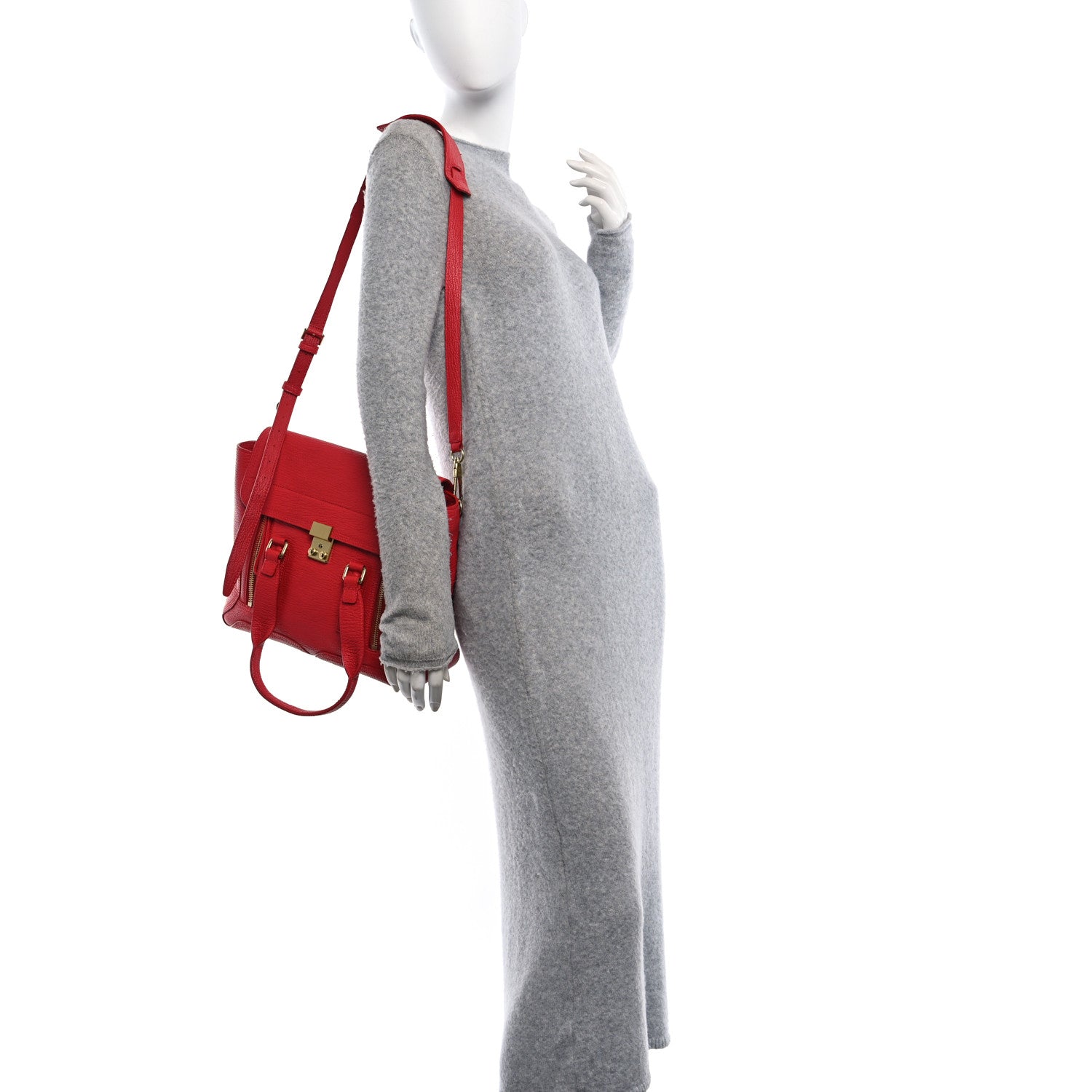 3.1 Phillip Lim Textured Calfskin Medium Pashli Satchel Red 2 of 12