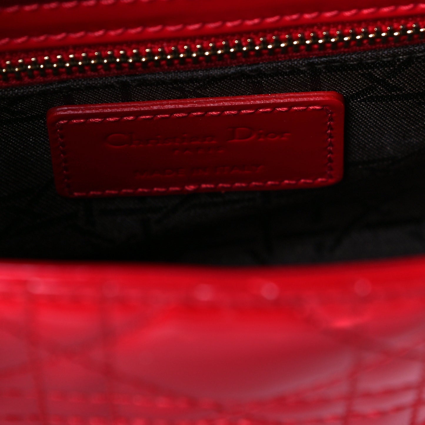 Patent Cannage Mini Lady Dior Red