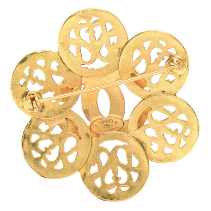 Chanel CC Flower Brooch Gold 4 of 5