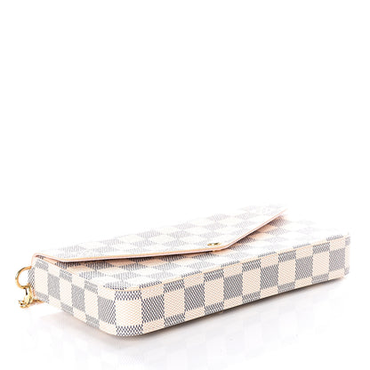 Louis Vuitton Damier Azur Pochette Felicie Chain Wallet Rose Ballerine 3 of 8