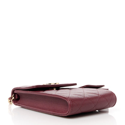 Chanel Caviar Quilted CC Airpods Pro and Phone Case With Chain Burgundy 4 of 12