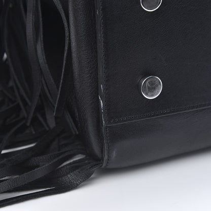 Saint Laurent Grained Calfskin Medium Fringe Cabas Rive Gauche Black 13 of 19
