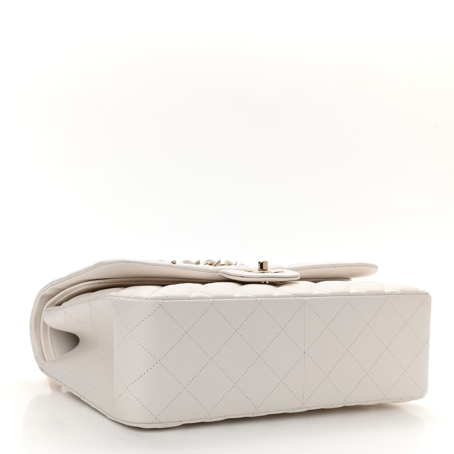 Caviar Quilted Jumbo Double Flap White