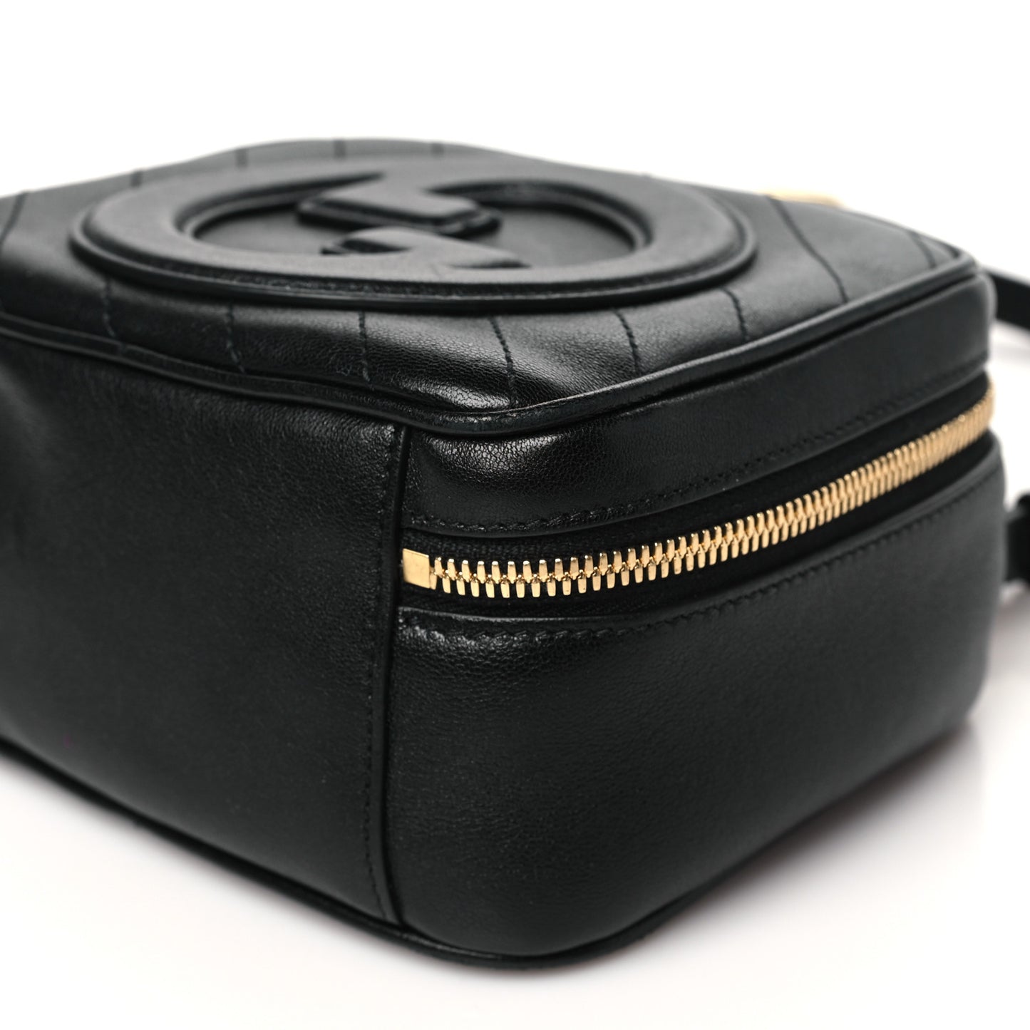 Sakai Be Green Calfskin Diagonal Stitched Blondie Top Handle Bag Black