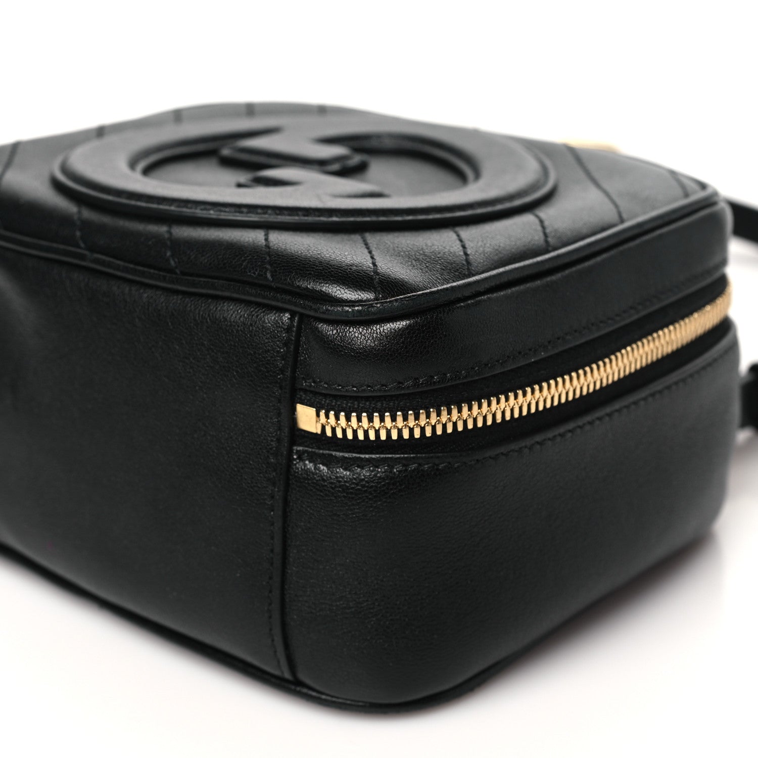 Gucci Sakai Be Green Calfskin Diagonal Stitched Blondie Top Handle Bag Black 10 of 11