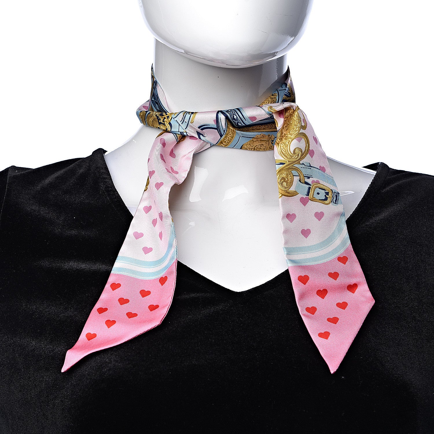 Hermes Silk Brides de Gala Love Twilly Rose Pale Bleu Glacier Rose 2 of 5