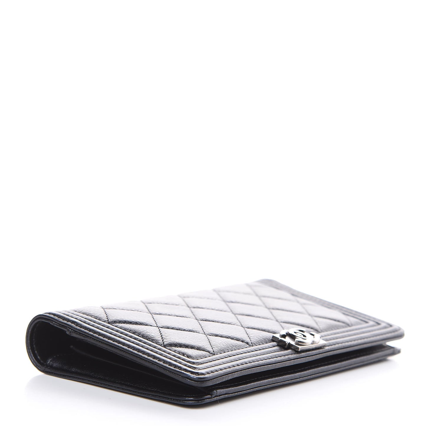 Calfskin Quilted Boy Yen Wallet Black