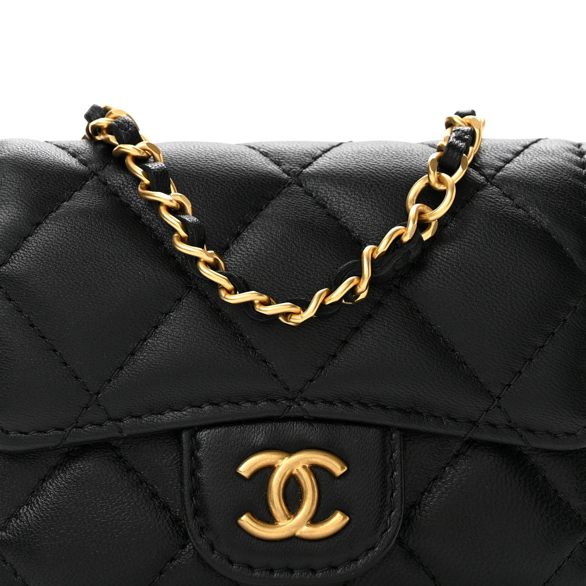 Chanel Lambskin Coco Enamel Quilted Mini Chain Belt Bag Black 8 of 11