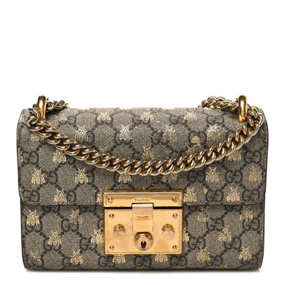Gucci GG Supreme Monogram Bees Small Padlock Shoulder Bag Black 1 of 11