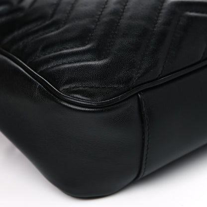 Gucci Calfskin Matelasse Medium GG Marmont Shoulder Bag Black 12 of 19