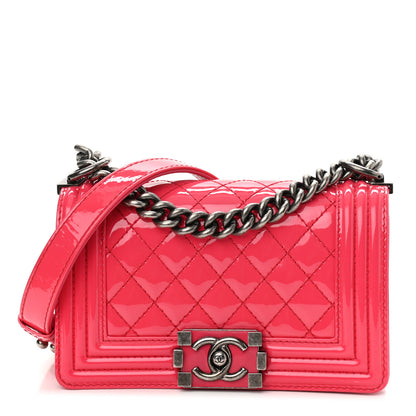 Chanel Patent Calfskin Quilted Small Boy Flap Pink 1 of 10