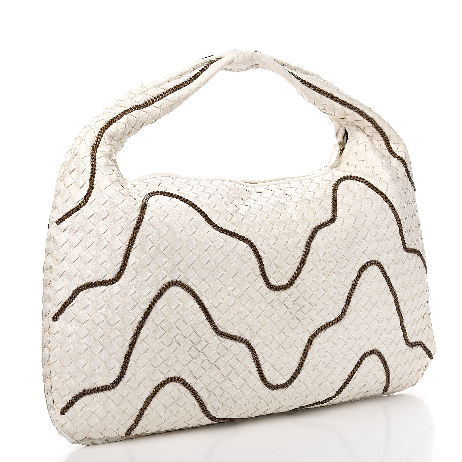 Bottega Veneta Nappa Intrecciato Medium Veneta Chain Hobo White 2 of 10