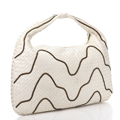 Bottega Veneta Nappa Intrecciato Medium Veneta Chain Hobo White 2 of 10