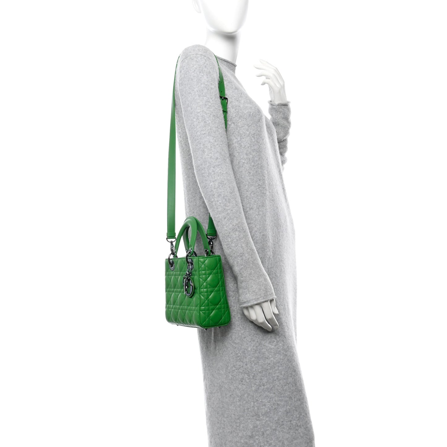 Lambskin Cannage Small Lady Dior Bright Green