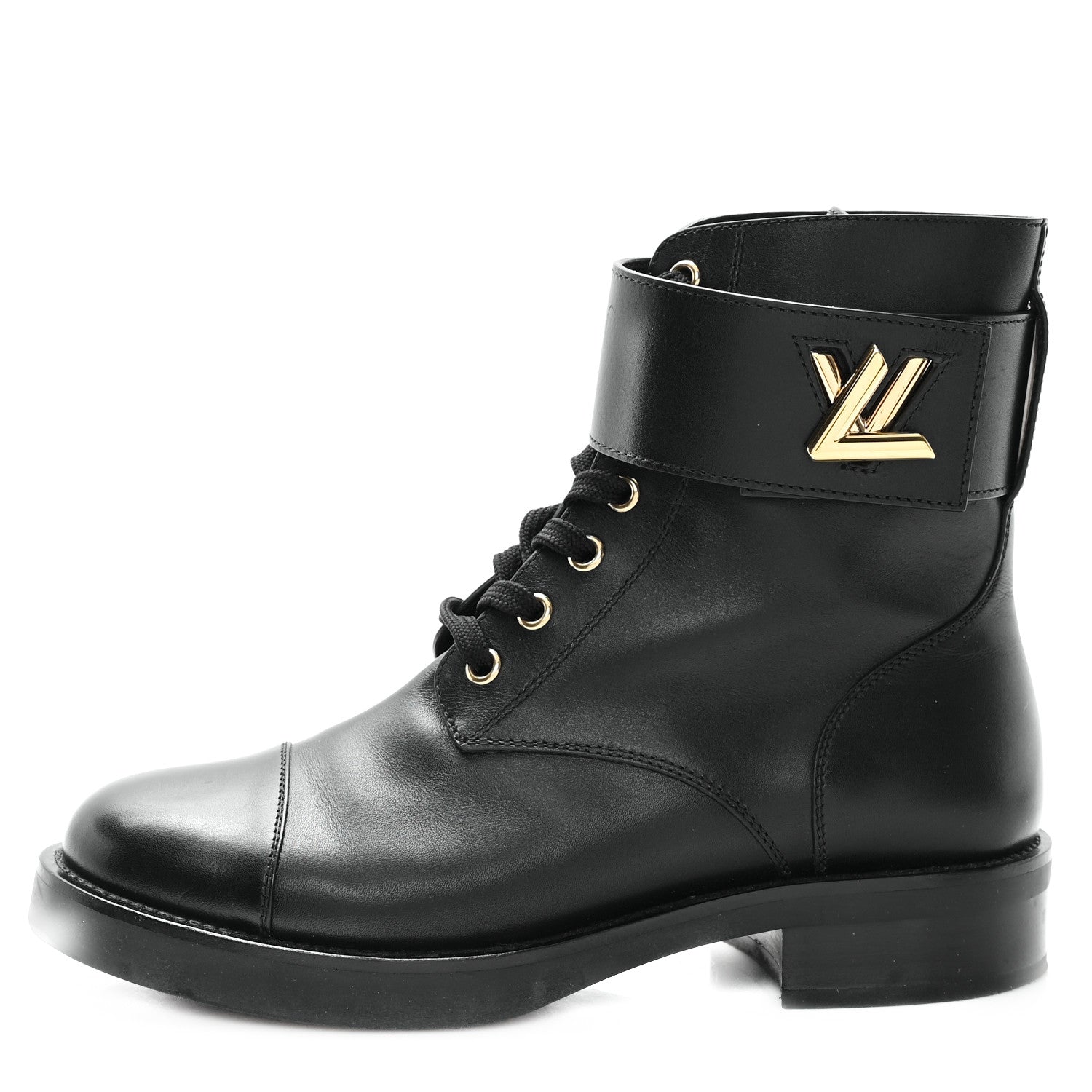 Louis Vuitton Calfskin Wonderland Flat Ranger Boots 37.5 Black 1 of 10