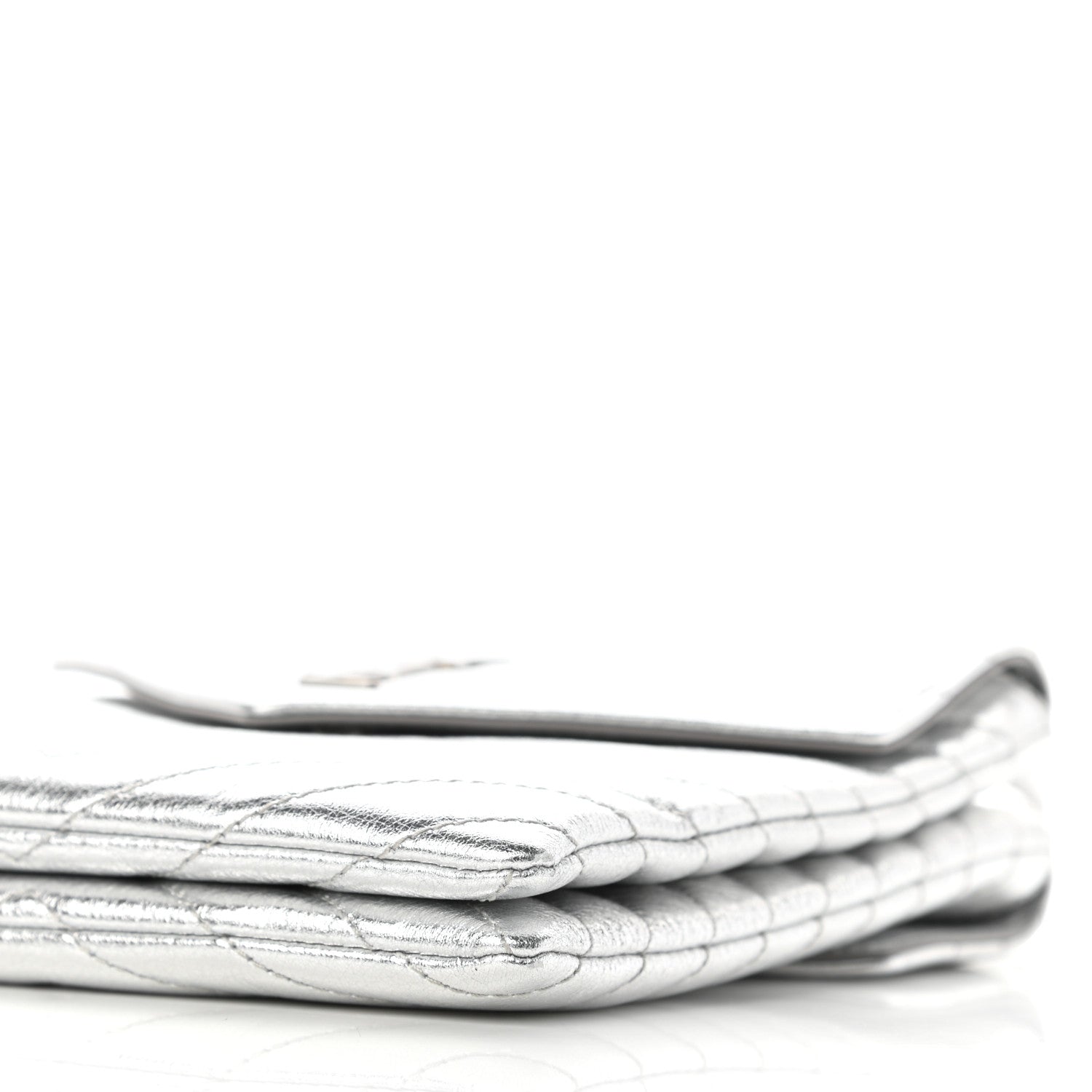 Saint Laurent Metallic Lambskin Quilted Double Flap Bag Silver 10 of 10